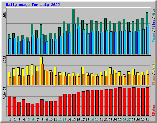 Daily usage for July 2025